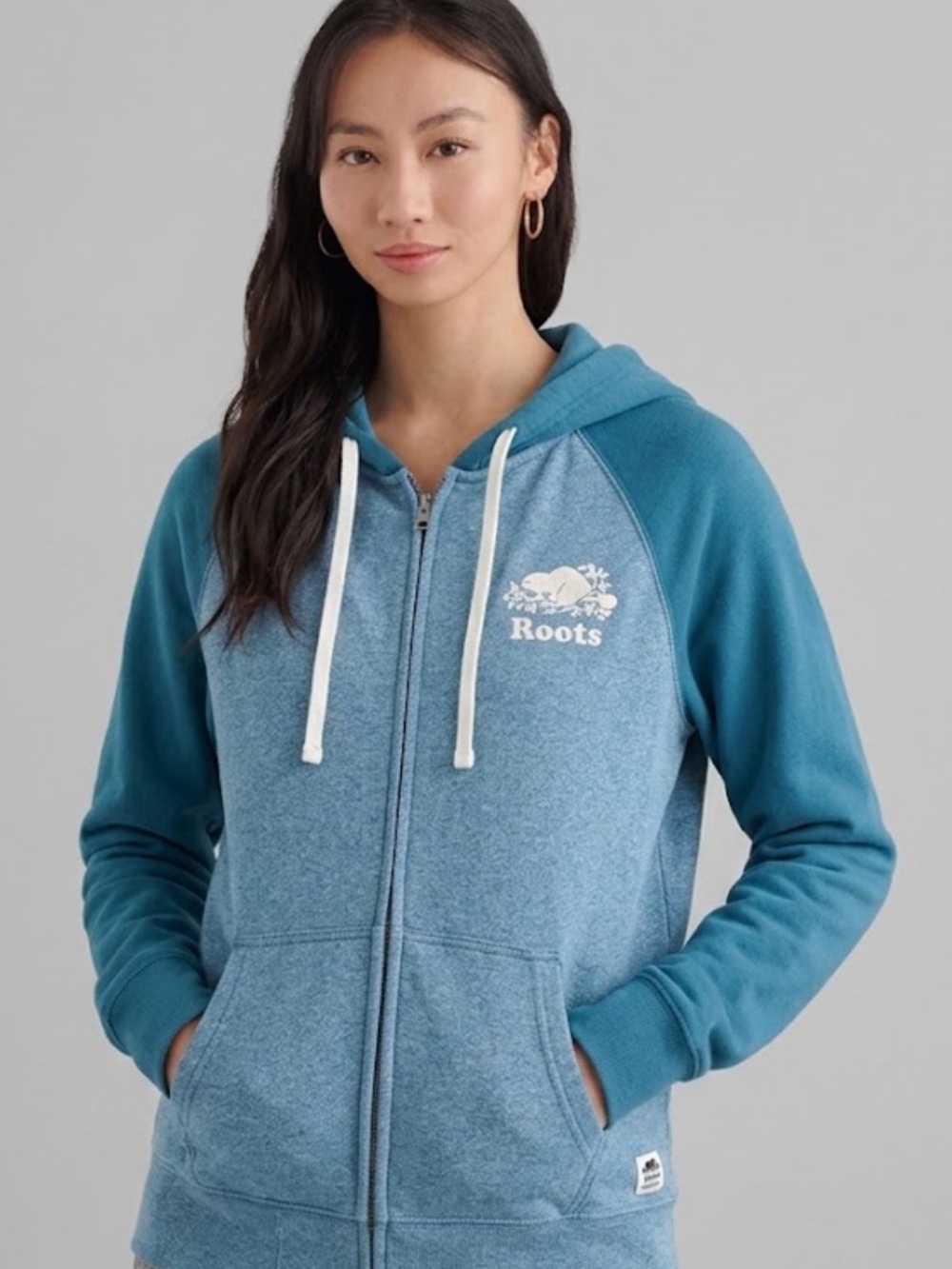 Roots Two-Tone Blue Full-Zip Hoodie